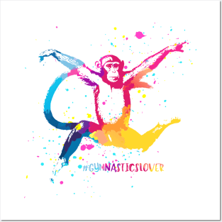 Gymnastics Monkey Gymnastics Lover Watercolor Posters and Art